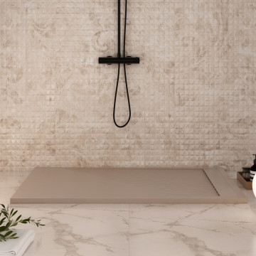 Piatto doccia in marmo resina con griglia laterale Moka Prestige
